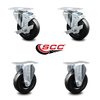 Service Caster 4 Inch Hard Rubber Wheel Swivel Top Plate Caster Set with 2 Brake 2 Rigid SCC SCC-20S414-HRS-TLB-TP3-2-R-2